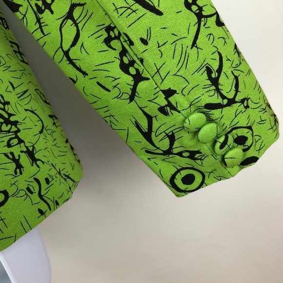 Mymstorm Green Black One-Button Printed Blazer - Picture 5 of 5